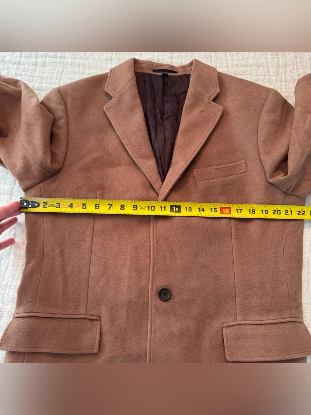 J.Crew Men's Overcoat Italian Wool-Cashmere High Tech Fabric Camel Size 42R